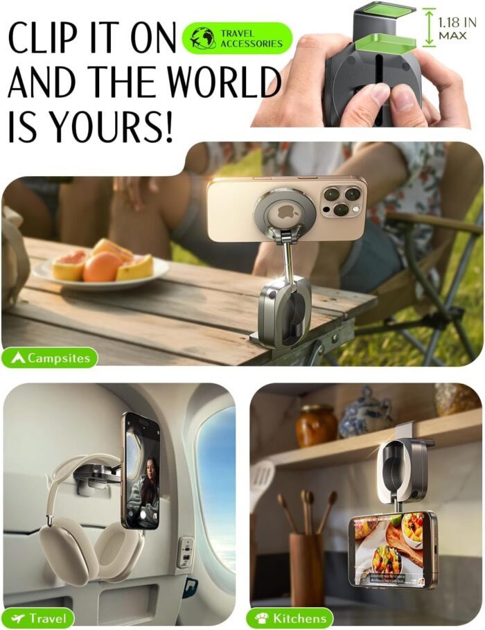 LISEN Airplane Travel Essentials for Women Phone Holder Long Flight Essentials Must Haves Handsfree for MagSafe Luggage Travel Accessories Beach Vacation Cruise Essentials 2025 Cell Phone Video Kits - Image 4