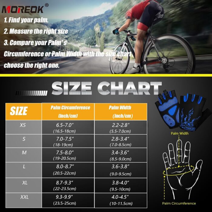 MOREOK Cycling Gloves Bike Gloves for Men/Women-[5MM Gel Pad] Half Finger Bicycle Biking Gloves for Cycling/Weight Lifting/Gym/Motorcycle/Rowing/Outdoor Sports - Image 6