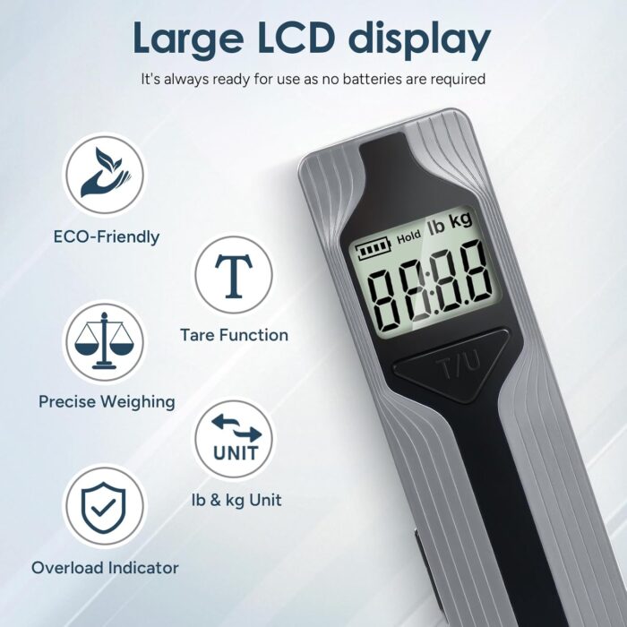 travel inspira Luggage Scale Battery-Free, Travel Essentials, Portable Handheld Suitcase Weight Scale for for Travel Accessories, 110lbs/50kg - Image 2