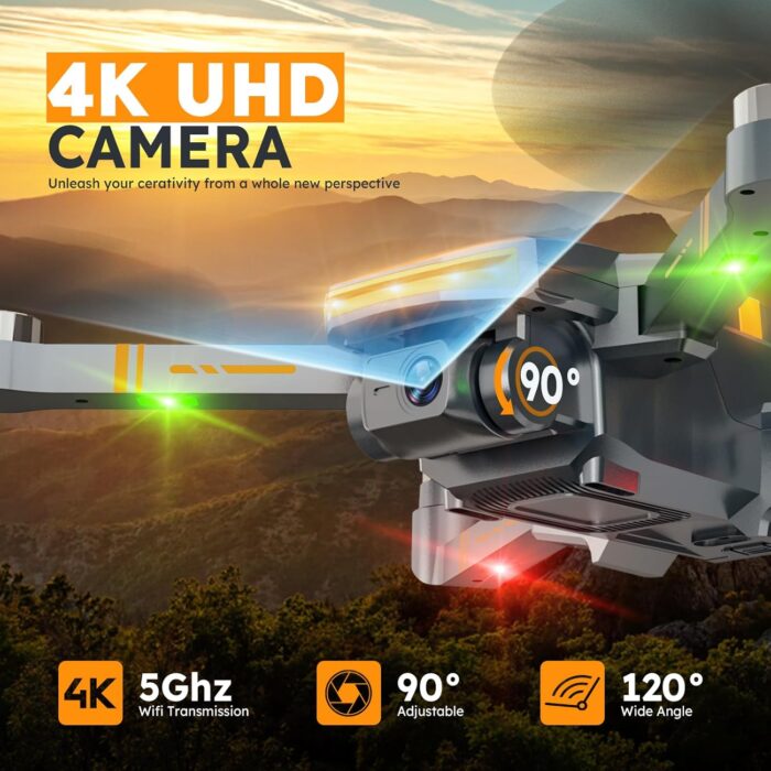 GPS Drones with 4K Camera for Adults with Brushless Motor and Follow Me Mode,Long Flight Time and Distance,5G FPV Transmission and Auto Return,G9 Foldable RC Quadcopter for Beginner and Kids,Under249g (Dark gray) - Image 2