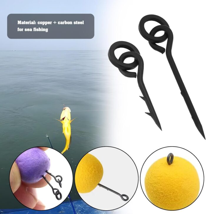 eMagTech 30Pcs Boilie Spikes with Ring Bait Screw 10mm/15mm with Round Link Loop Swivels Bait Spikes Maggot Spike for Carp Barbel Fishing Terminal Tackle Accessories - Image 3