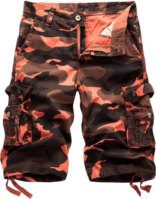 Men's Camo Cargo Shorts Relaxed Fit Multi-Pocket Outdoor Camouflage Cargo Shorts Cotton