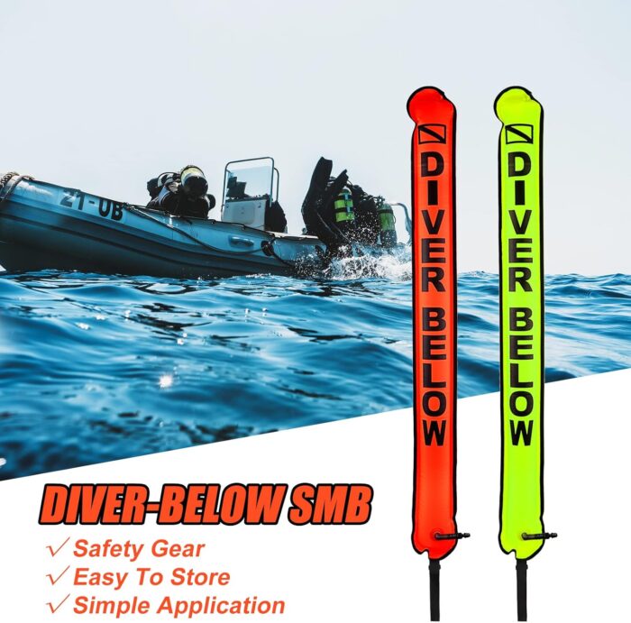 Surface Marker Buoy, Scuba Diving Surface Marker Signal Tube with Reflective Strip and Plastic Clip - Image 3