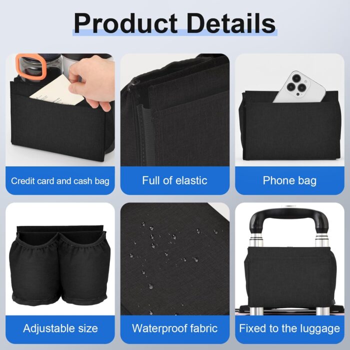 Luggage Travel Cup Holder for Suitcases Free Hands, Travel Accessories, Carry on Beverage Cup Holder Attachment, Luggage Cup Caddy Gifts for Flight Attendants, Business, Travelers, Black - Image 3