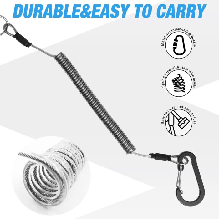 FLISSA 5" Mini Fish Gripper, 22 Pound Fish Lip Grip Tool with Carabiner and Spring Anti-Lost Rope, Durable Stainless Steel Fish Grabber Gripper, Corrosion Resistant & Portable - Image 8