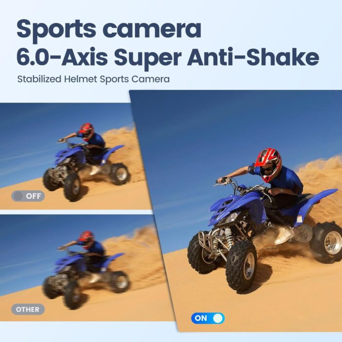 4K60FPS Waterproof Action Camera,48MP 15M Bare Underwater Camera with 64GB Card,8X Zoom Touch Screen SportsCamera,6-axis EIS Motorcycle Camera with Remote Control Distortion Correction - Image 3