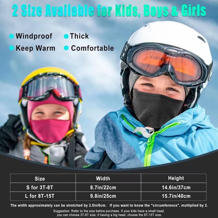 2 Pack Kids Balaclava Face Mask for Boy Girl, Winter Hat Ski Mask for Cold Weather, Windproof Face Warmer for Skiing Cycling - Image 6