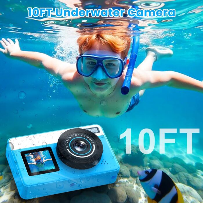 Underwater Digital Camera, Waterproof Camera,10FT Floating Camera for Snorkeling,Surfing,Swimming and Kayaking,Dual-Screen Selfie,Autofocus,18X Zoom,Fill Light,32GB Card,Type-C Rechargeable - Image 5