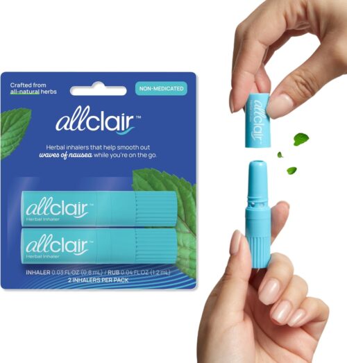 Nausea Relief Inhaler - All-Natural Remedy for Motion Sickness, Morning Sickness, Stress, and Queasiness - Fast-Acting, Drug-Free, Non-Drowsy & Portable Travel Essential - Pack of 2 Inhalers