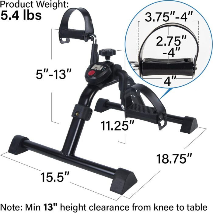 Vaunn Desk Bike Pedal Exerciser with Electronic Display for Indoor Physical Therapy - Image 5