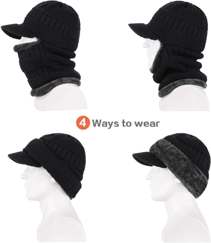 Winter Knitted Balaclava Beanie Hat Warm Cycling Ski Mask, Women Windproof Hood, Balaclavas Heavyweight Thermal Fleece - Image 5