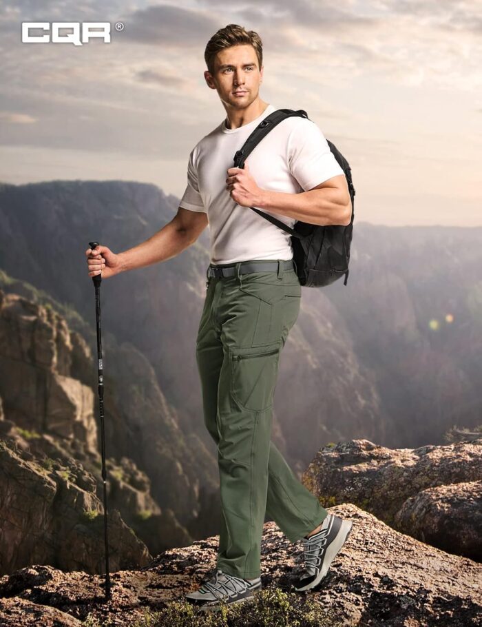 CQR Men's Quick Dry Tactical Pants, Water Resistant Outdoor Pants, Lightweight Stretch Cargo Work Hiking Pants - Image 9