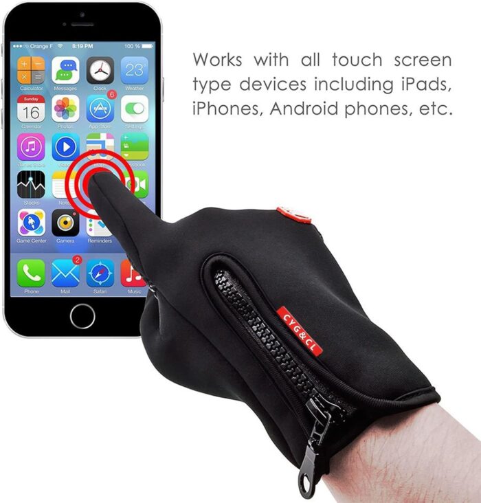 CYG&CL Outdoor Winter Touchscreen Warm Gloves, Water Resistant Windproof Anti-Slip Sports Gloves for Cycling Driving Running Hiking Climbing Skiing Sports, Adjustable Size for Men＆Women - Image 2