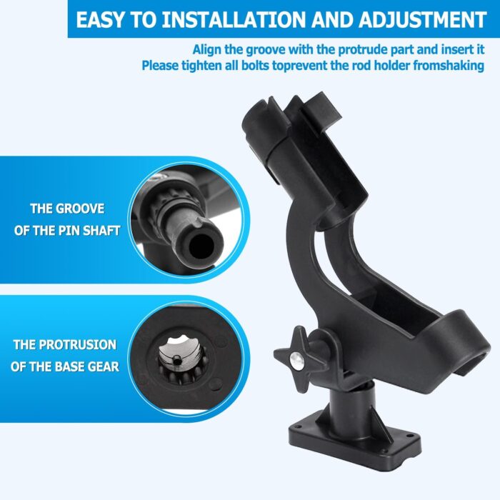 LBW Boat Fishing Rod Holders Side Deck Mount Kayak Rod Holder Adjustable Fishing Pole Holders for Boat Canoe Rail Mount 2 Pack - Image 6