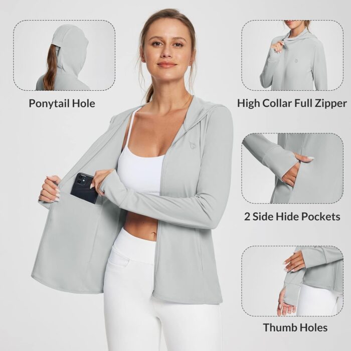 baleaf Women's UPF 50+ Sun Protection Shirts SPF Jacket UV Cooling Hoodie Long Sleeve Summer Clothing for Outdoor Hiking - Image 4