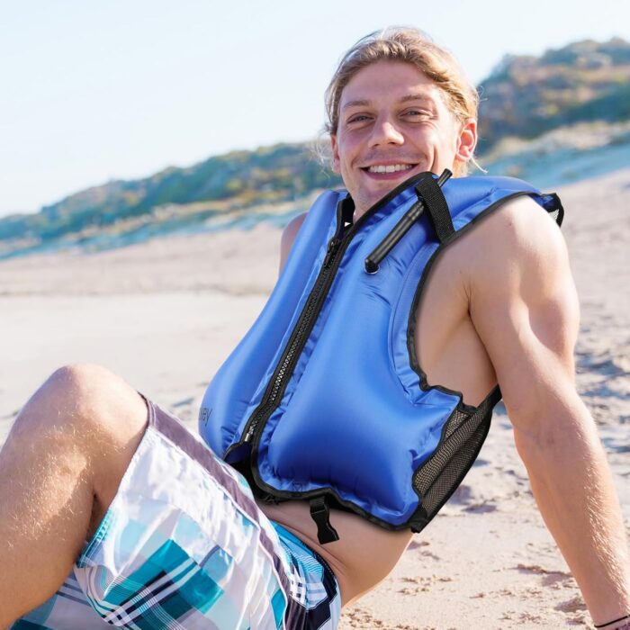 Snorkel Vest for Adults, Inflatable Snorkeling Vest for Men & Women, Portable Swim Jacket & Buoyancy Vest for Snorkeling, Swimming, Kayaking, Boating - Image 7