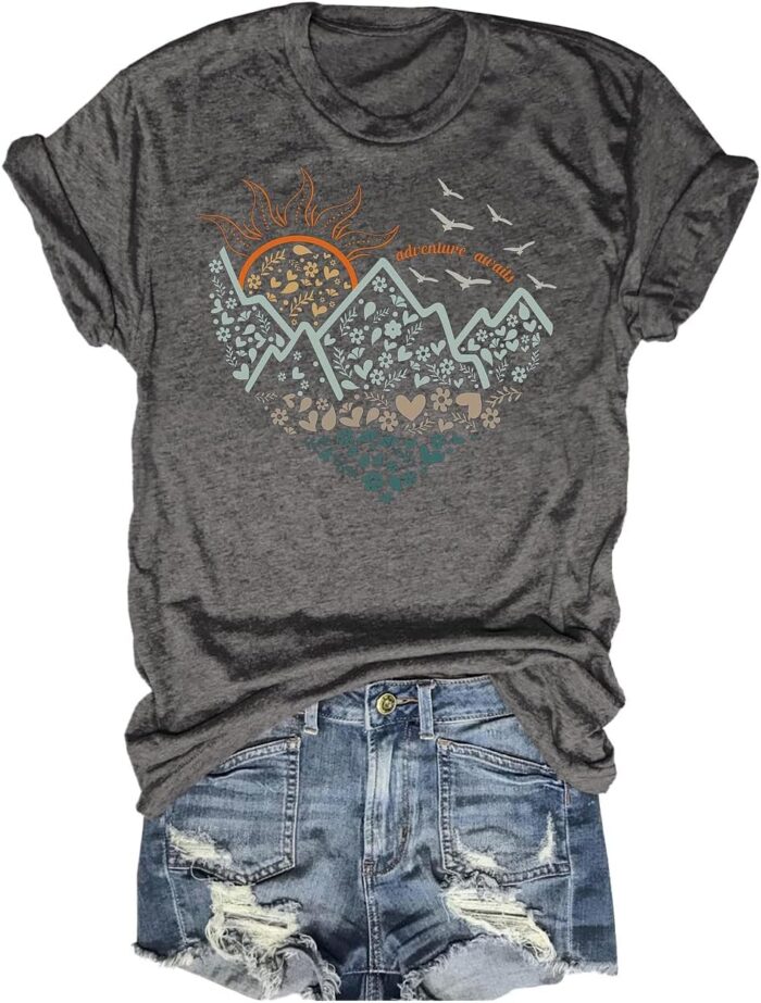 Women's Nature Camping Mountain Hiking Lovers Shirt Adventure Wild Outdoor Graphic Tees Tops