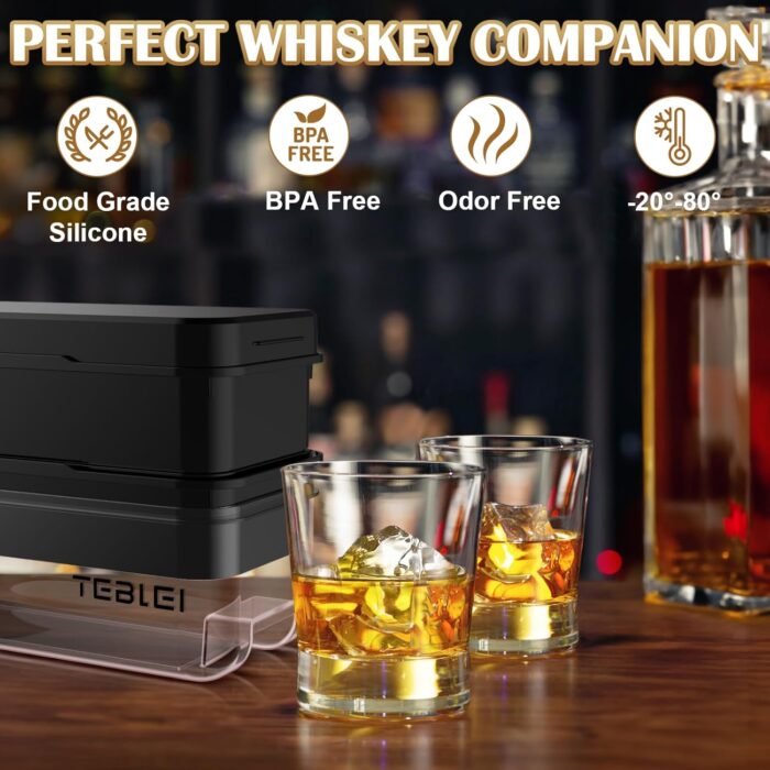 Ice Cube Tray with Lid and Bin, 16 Pcs Large Ice Cube Trays with Tongs, Ice Maker for Small Freezer, Kitchen Gadgets and Apartment Essentials, Easy-Release & Stackable - Image 2