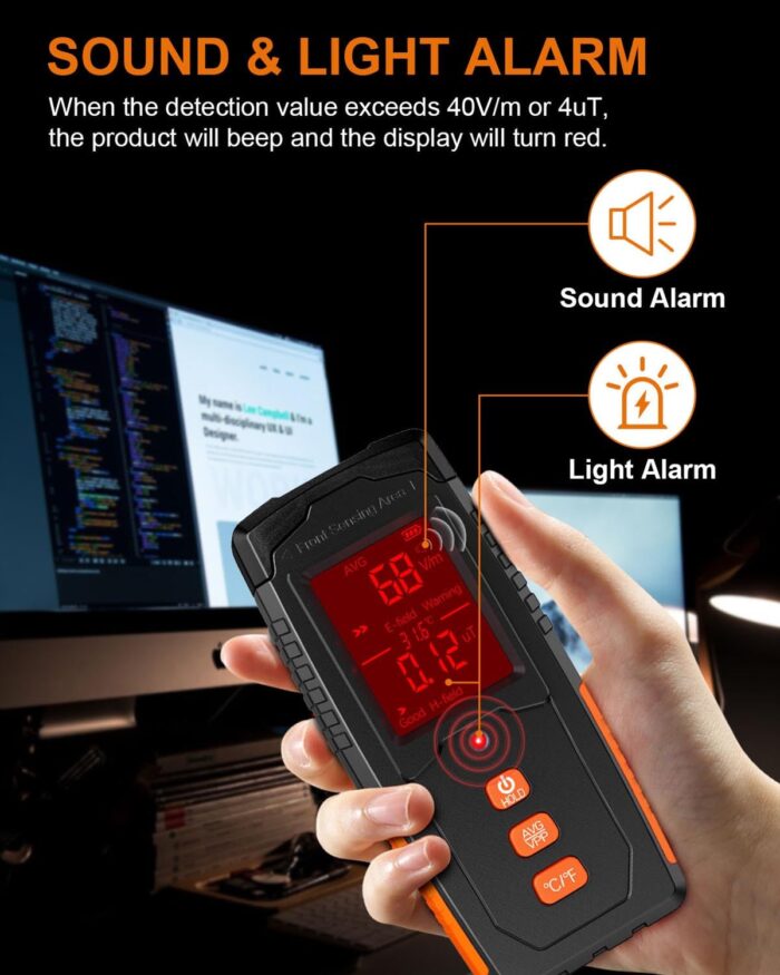 EMF Detector, Digital LCD EMF Meter, 3 in 1 Rechargeable Electromagnetic Field Radiation Detector, Ghost Hunting Equipment, Sensitive Tester Reader for Indoor & Outdoor EMF Inspection - Image 6