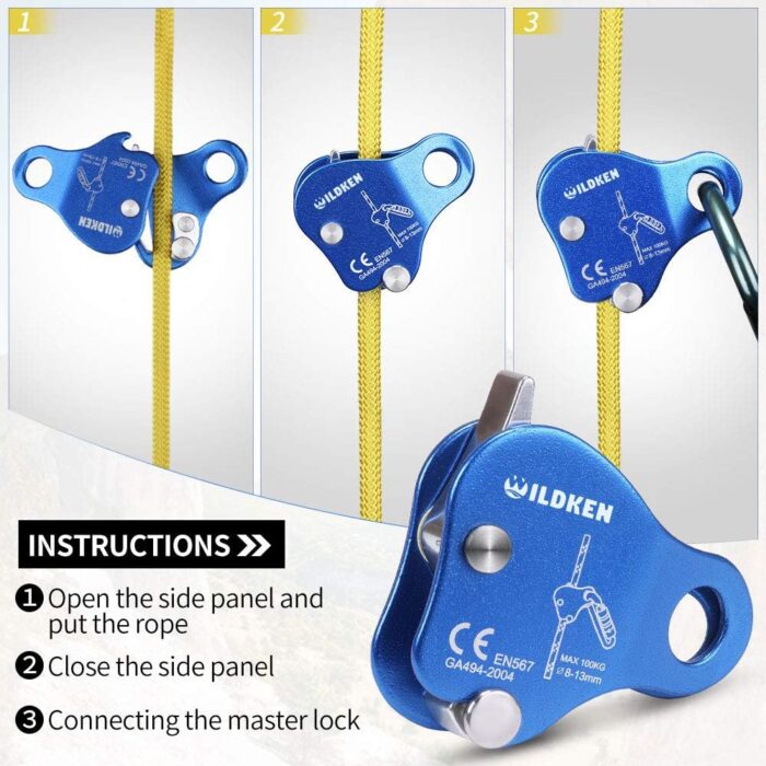 Climbing Ascender Fall Protection Belay Device Climbing Rope Grab for Rock Climbing Mountaineering Tree Arborist Expedition Caving Rescue Aerial Work - Image 5