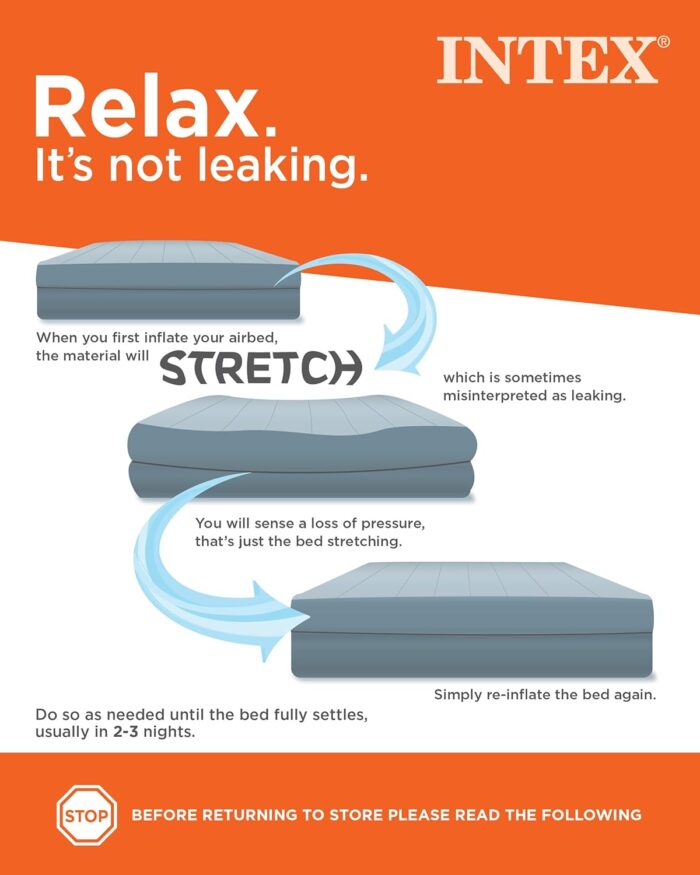Intex 64757E Dura-Beam Standard Downy Air Mattress: Fiber-Tech - Twin Size - 10in Bed Height - 300lb Weight Capacity - Pump Sold Separately - Image 4