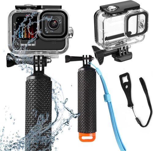 Compatible for Go Pro Hero 13 12 11 10 9 Black Waterproof Housing Case 60M/196FT Protective Underwater Diving Case Shell with Cameras Handle Mount Accessories Kit