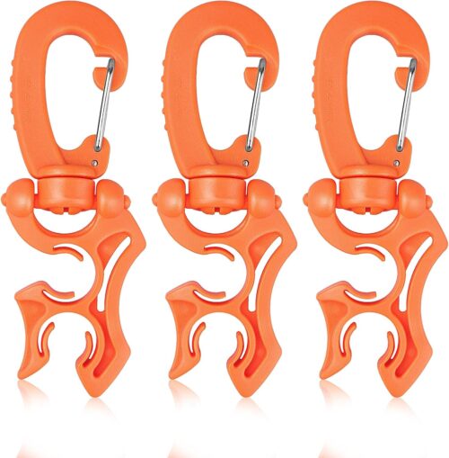 3 Pieces Diving Hose Holder Clip, Diving Double BCD Hose Clip with Snap Hook Buckle