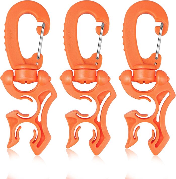 3 Pieces Diving Hose Holder Clip, Diving Double BCD Hose Clip with Snap Hook Buckle
