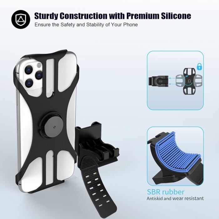 Detachable Bike Phone Holder, Universal Bicycle Motorcycle Cell Phone Mount, 360° Rotatable Adjustable Bike Phone Mount Compatible for 4" to 6.7" Smartphones - Image 4