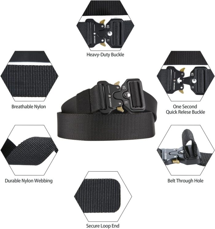 KingMoore 3 Pack Tactical Belt for EDC Battle Military Utility Combat Gear with Heavy-Duty Quick-Release Metal Buckle - Image 3