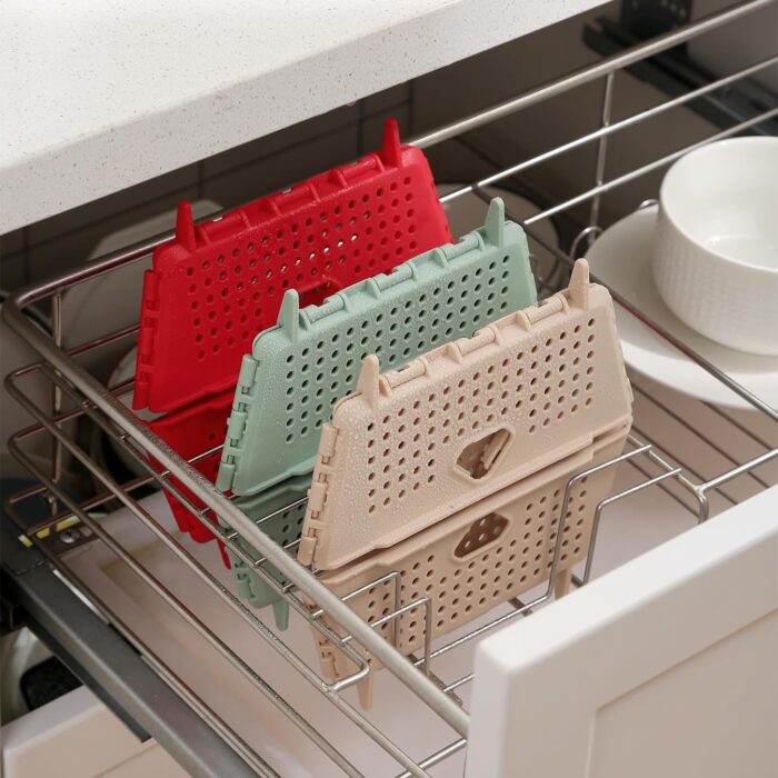Collapsible Strainers and Colanders for Kitchen, Foldable Plastic Storage Drain Basket for Pasta, Fruit, Vegetables, Berry Space-Saving, BPA-Free, Dishwasher Safe (Green) - Image 5