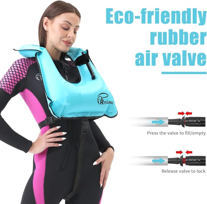 Rrtizan Snorkel Vest, Adults Portable Inflatable Swim Vest Jackets for Snorkeling Swimming Diving Safety - Image 4