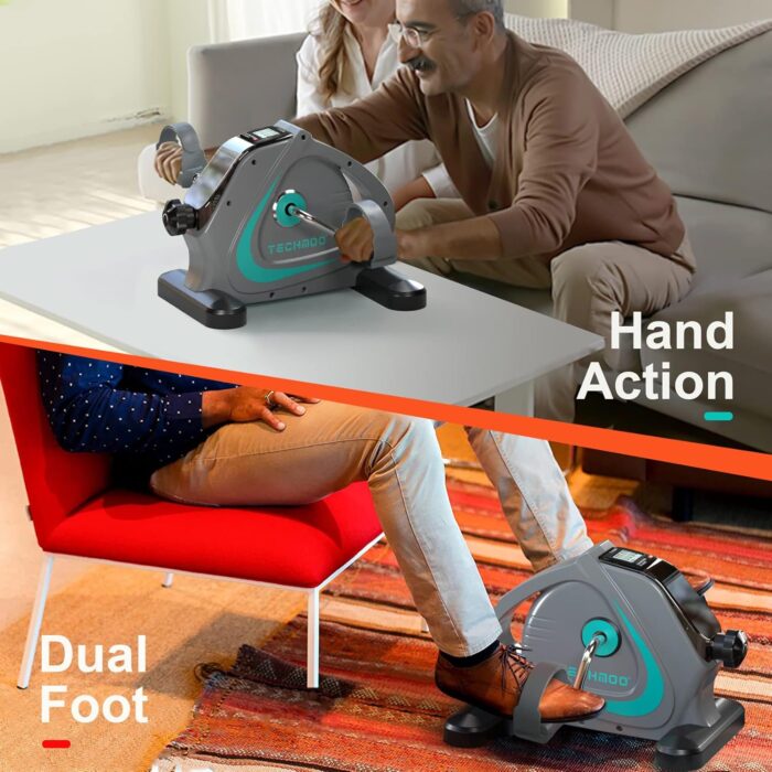Under Desk Bike Pedal Exerciser Portable Mini Home Exercise Bike with 5LBS Flywheel Sitting Peddler Exerciser for Seniors Legs and Arms Trainer Physical Therapy Equipment Fitness Exercise Bicycle - Image 5