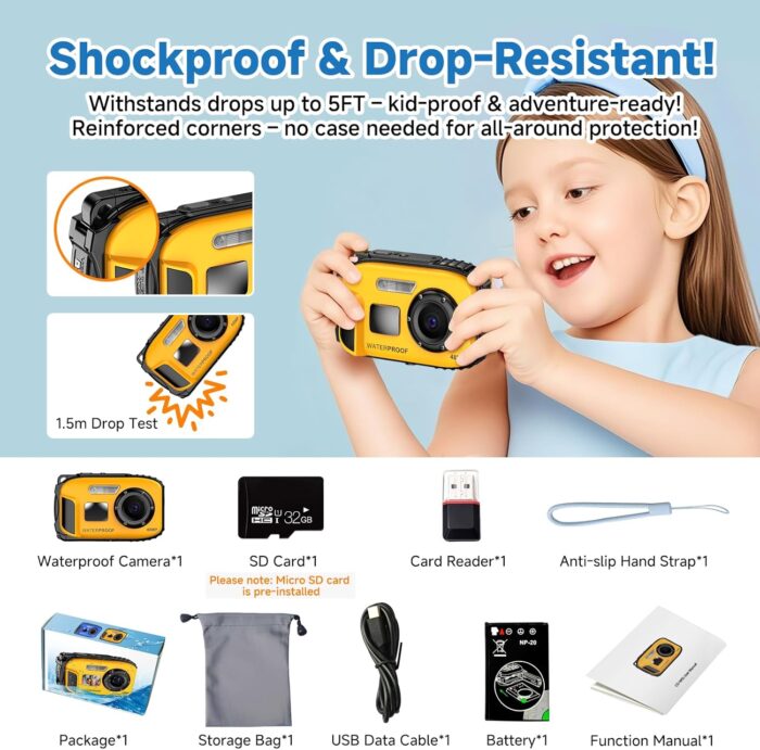 Underwater Floating Digital Camera – 48MP HD Bare-Body Waterproof Camera, No Case Needed for Underwater Fun & Childhood Memories (Yellow) - Image 9