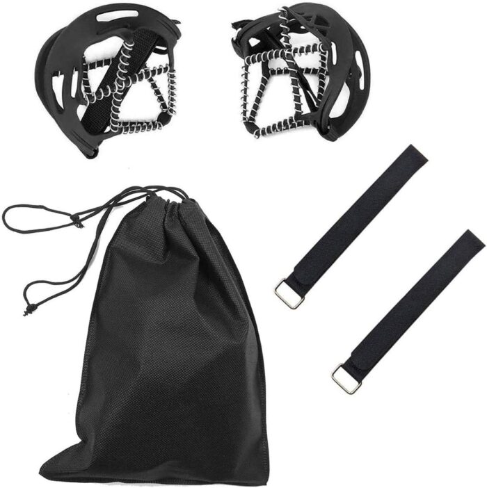 Ice Cleats, Highly elastic Traction Cleats Grippers with tape Straps and Storage Bag, Anti Slip Walk Traction Cleats for Hiking Walking on Snow and Ice - Image 4