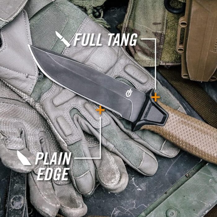 Gerber Gear StrongArm - Fixed-Blade Camping & Hunting Knife with Striking Pommel & Sheath - Premium Survival Gear - Made in USA - Coyote Brown, Serrated Edge - Image 7