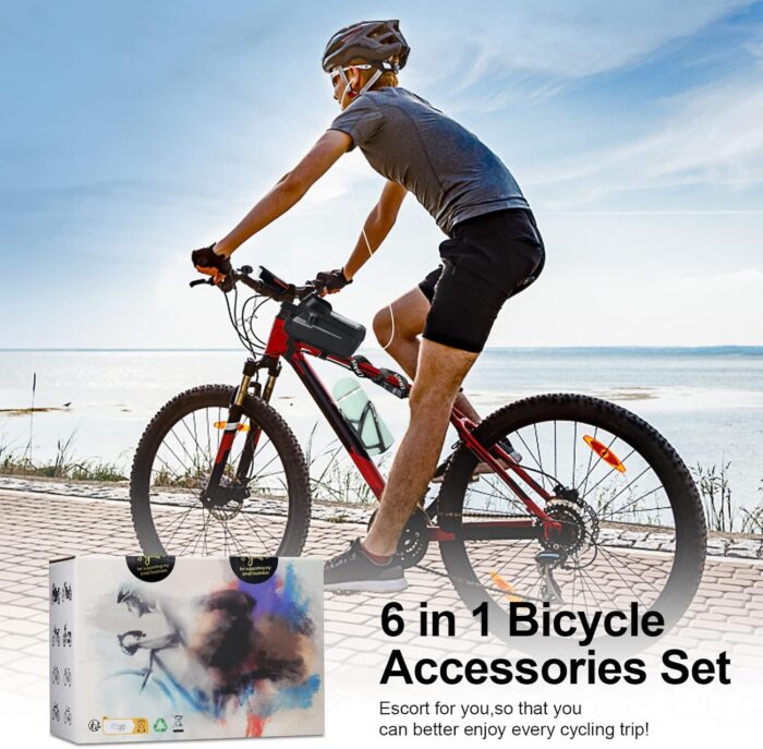 Bicycle Accessories - USB Rechargeable Light Set, Lock, Water Cup Seat, Bag, Bell - Image 7