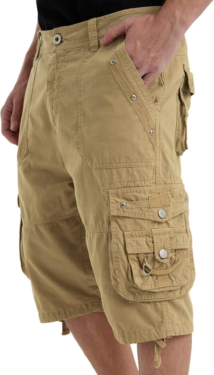 Men's Ripstop Cargo Shorts-Long Cotton Twill Straight Leg for Work Outdoor - Image 7