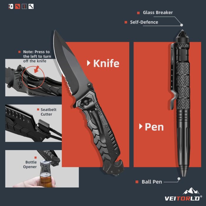VEITORLD Gifts for Men Him Husband Dad Fathers Day - Survival Gear and Equipment 12 in 1, Survival Kits - Cool Fishing Hunting Camping Anniversary Birthday Gifts for Man Teen Boy Boyfriend Women - Image 2