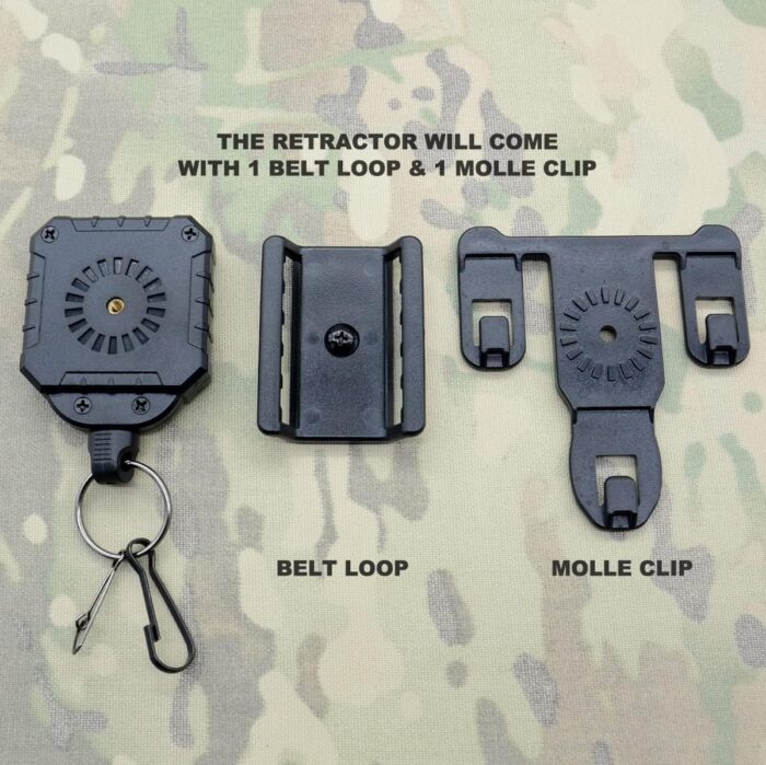 ROCOTACTICAL Military Tactical Gear Retractor, Molle Tactical Gear Tether, Retractable key/multi-tools Holder belt loop and Molle Clip Included, 1Piece (Black) - Image 3