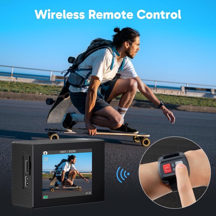 AKASO EK7000 4K30fps Action Camera - 131ft Waterproof Camera with EIS 4X Zoom Remote Control Ultra HD 20MP Underwater Camera with Accessories Kit - Image 6