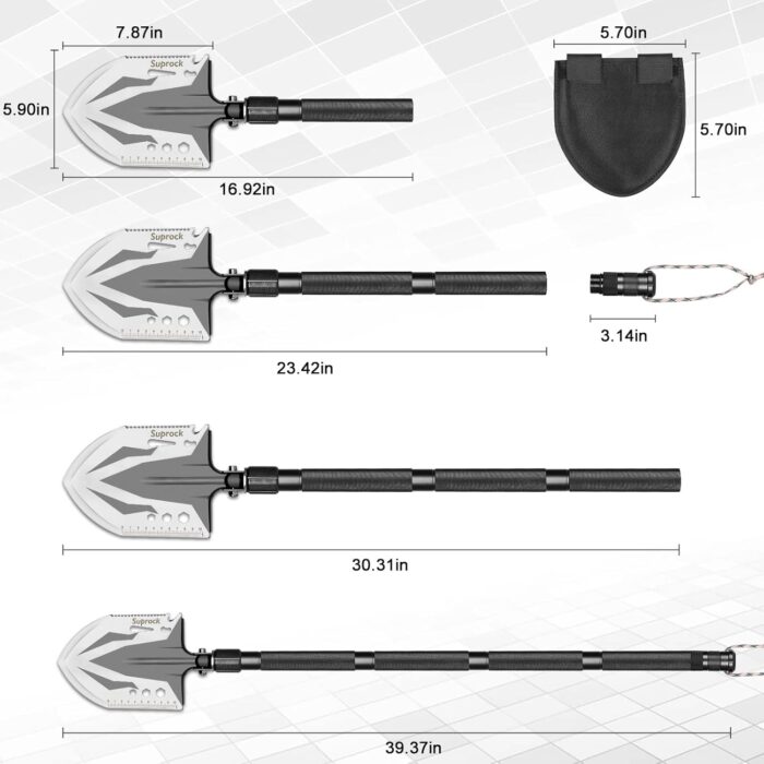 Survival Shovel High Carbon Steel Tactical Shovel Axe Folding Entrenching Tool Camping Hiking Shovel Carrying Pouch Car Emergency Survival Gear - Image 7