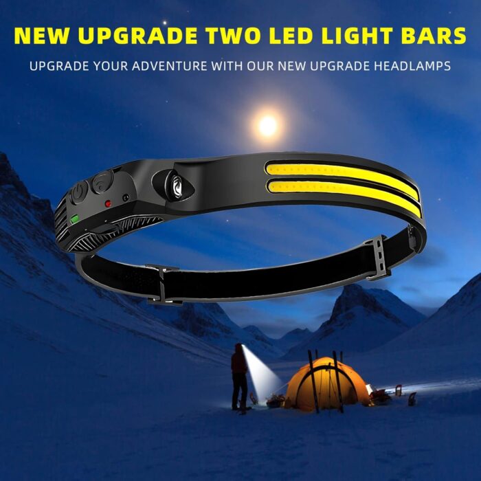 LED Headlamp Rechargeable 2PCS - 230° COB Super Bright Head Lights for Forehead, Hard hat Light for Adults, USB C Headband Flashlight for Work, Hiking, Running, Camping Essentials Gear - Image 2