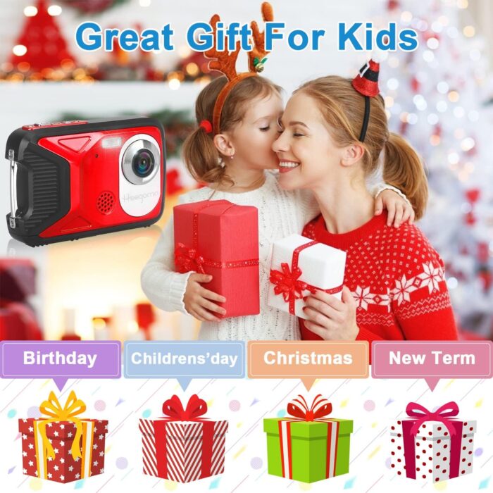 Waterproof Digital Camera with 32GB Card HD 1080P 36MP Underwater Digital Camera for Kids Teens Students Boys Girls(Red) - Image 7