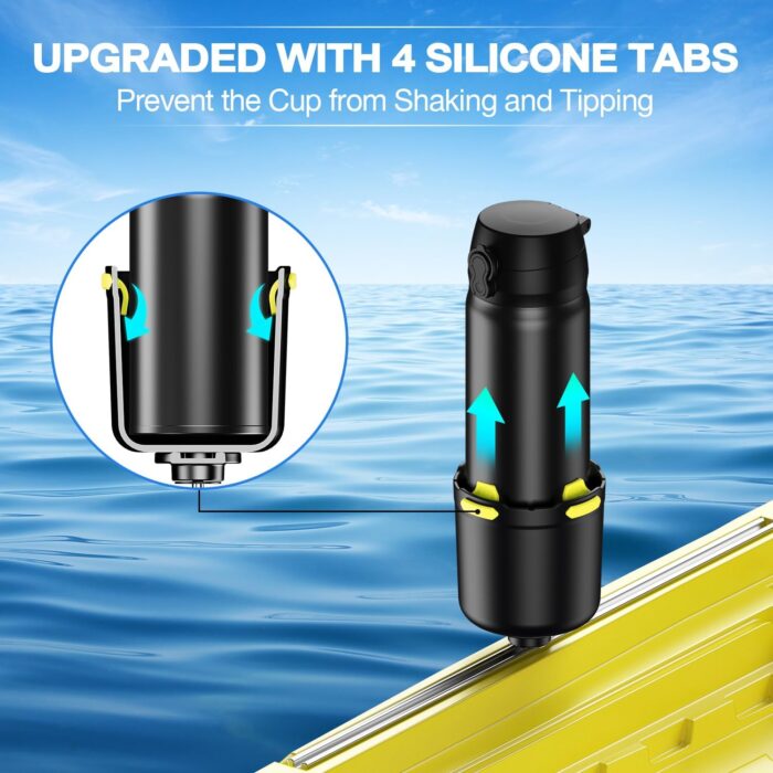 Kayak Cup Holder with Rubber Tab, Multifunctional Kayak Water Bottle Holder Drink Holder, Phone Holder, Fishing Tool, Kayak Track Mount Install, Kayak Accessories for Fishing - Image 3