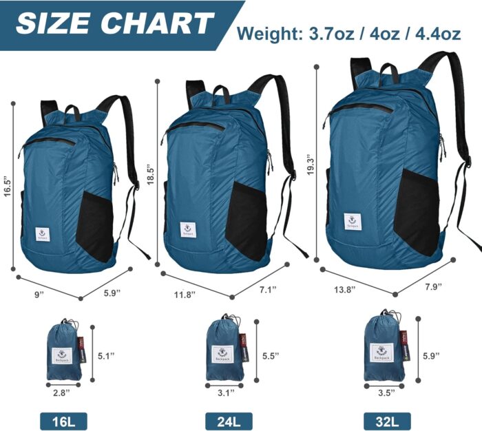 4Monster Hiking Daypack,Water Resistant Lightweight Packable Backpack for Travel Camping Outdoor - Image 3