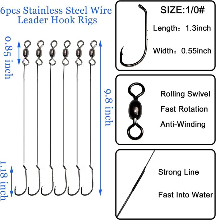 Saltwater Surf Fishing Tackle Kit - 98pcs Surf Fishing Rig Fish Finder Rig Live Bait Rigs Include Pyramid Weights Fishing Hooks Sinker Slider Fishing Swivel for Saltwater Fishing Accessories - Image 4