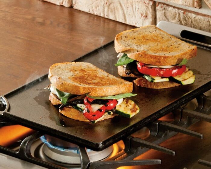 Lodge Reversible Cast Iron Grill/Griddle – 9.5 x 16.75 Inch Pre-Seasoned Cooking Surface – Flat & Ribbed Sides – Use on Stove, Grill, or Campfire – Made in the USA – Heavy-Duty, Black - Image 4