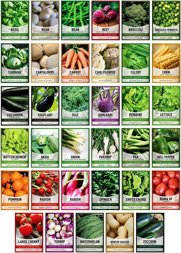 Gardeners Basics Survival Vegetable Seeds Garden Kit Over 16,000 Seeds Non-GMO and Heirloom, Great for Emergency Bugout Survival Gear 35 Varieties Seeds for Planting Vegetables 35 Free Plant Markers - Image 2