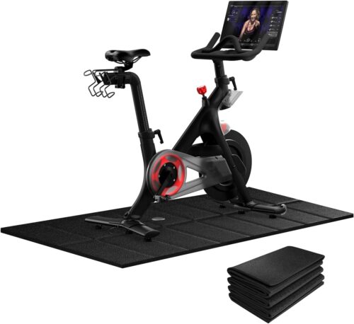 Bike Mat Compatible with Peloton Bikes, Treadmill Mat, Ellipticals, 63“ × 30”, Heavy-Duty, Non-Slip Mat for Exercise Bike, 1/4" Thick, Under Mat Protect Hardwood Floor Carpet